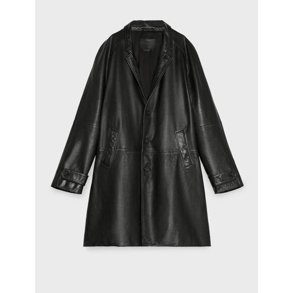 NWT Zara x Steven Meisel Black Real Leather Oversized Trench Coat Small - Picture 5 of 16